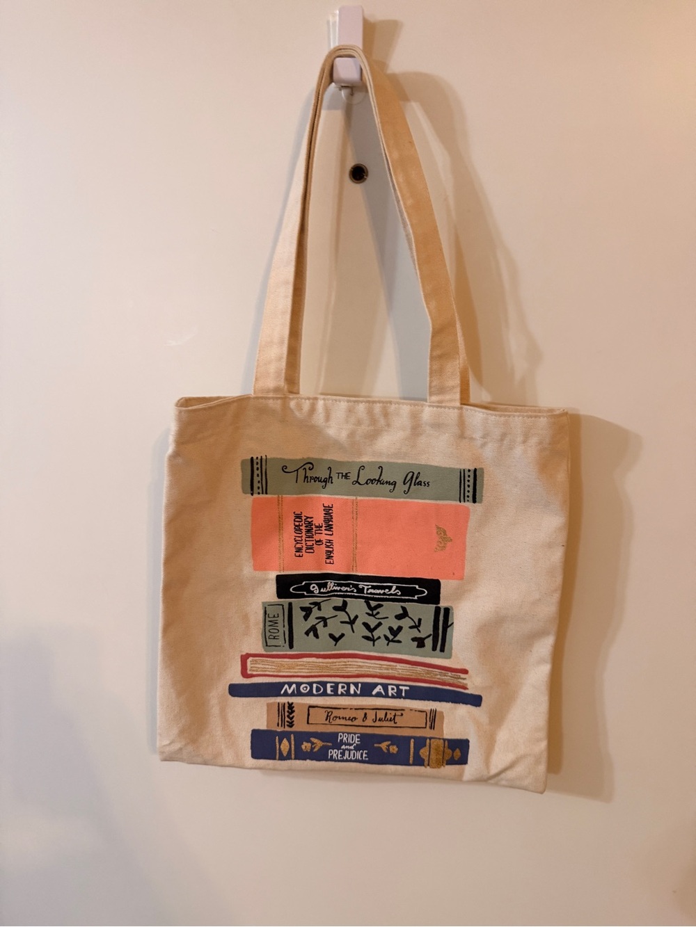 Canvas Bookstack Tote Bag - Natural